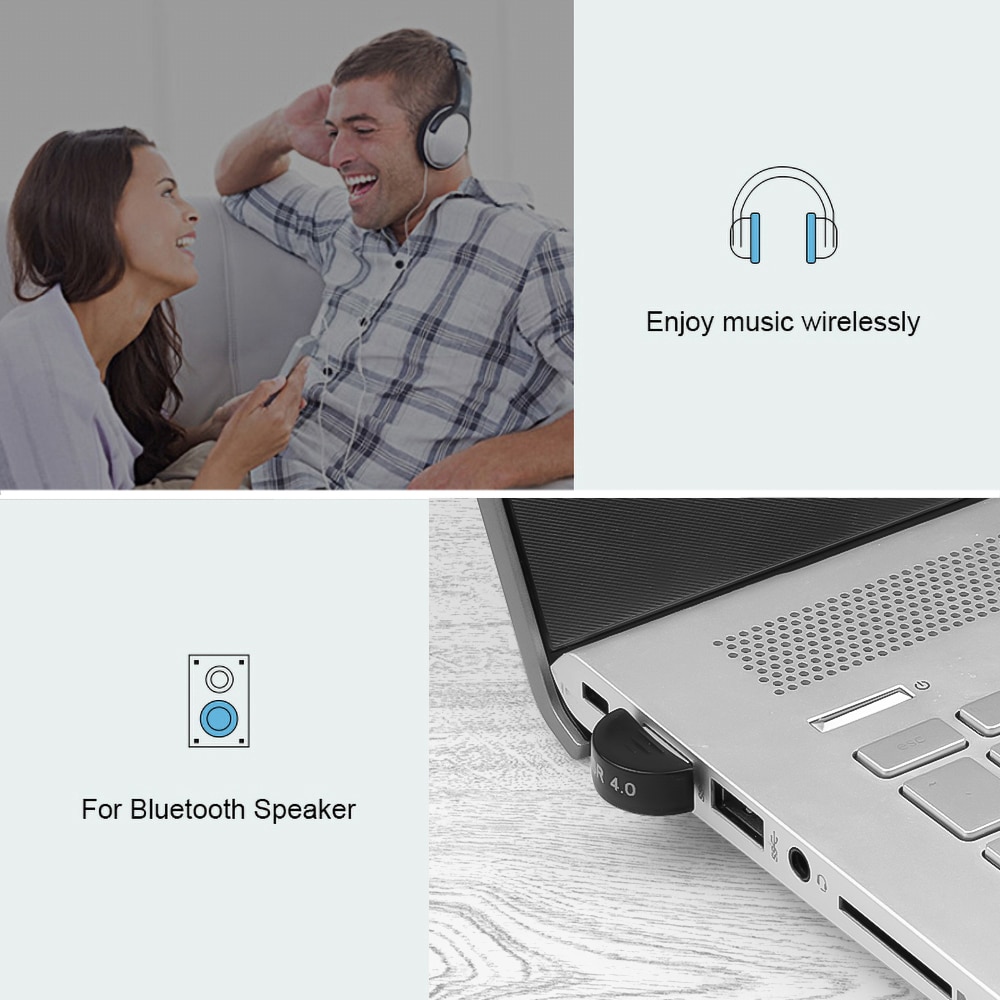 Kebidumei adaptador bluetooth 4.0, adaptador bluetooth, receptor de som de música, transmissor para pc