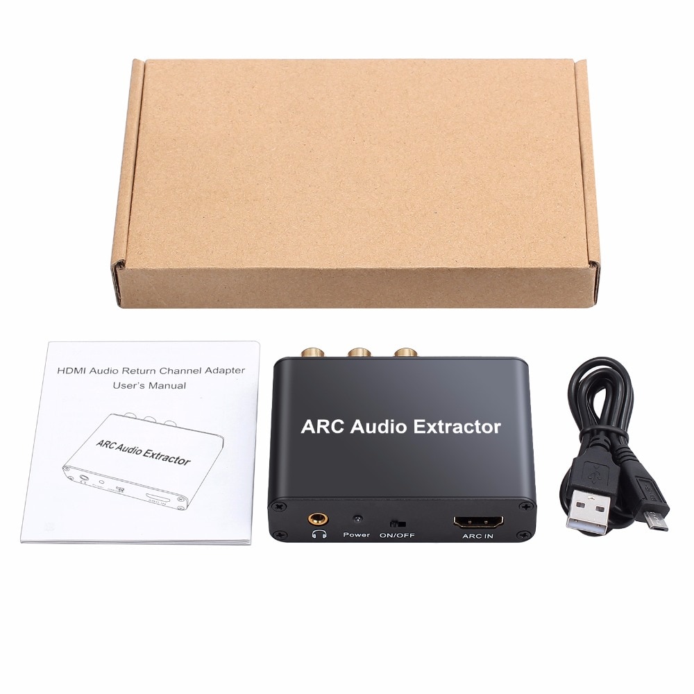 192KHz Aluminium ARC Audio Adapter HDMI Audio Extractor Digitaal naar Analoog Audio Converter DAC SPDIF Coaxiale RCA 3.5mm jack Uitgang