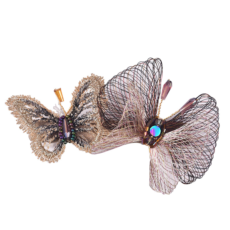 Original Handmade Copper Wire Flower Shape Hair Clips for Women Girls Chinese Style Braided Hair Clips Hair Accessories: green