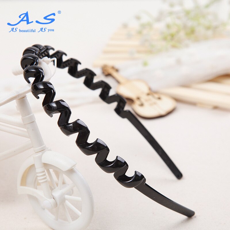 As Genuine Product Korean-style Versatile Hair Accessories Headdress Thick Wave Hair Bands Breaking Constantly Resin Hea: Jet Black