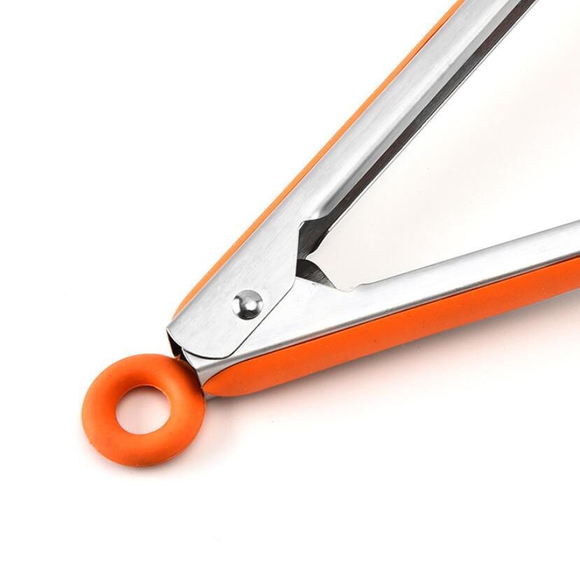 Rustfritt stål silikon kjøkkentang bbq klipp salat brød matlaging mat servering tang restaurant matmappe kjøkkenverktøy