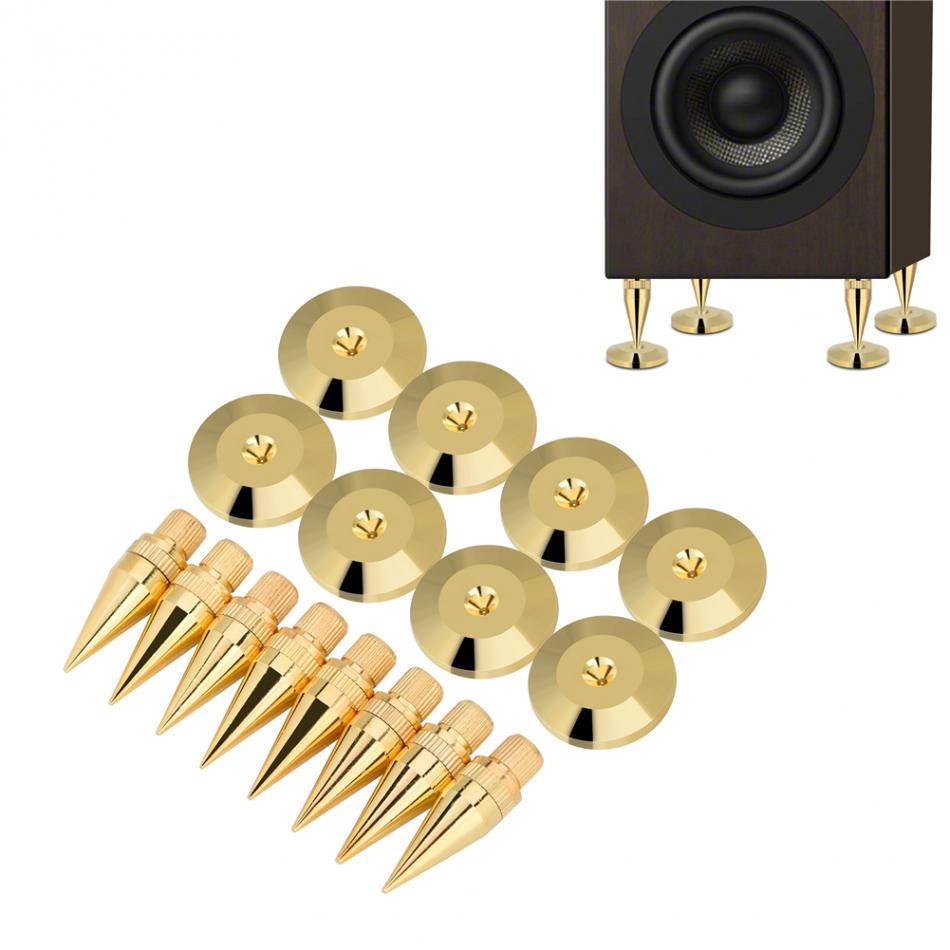 8 Pairs Speaker Spikes - 6x36mm Copper Isolation Stand + Base Pad Feet
