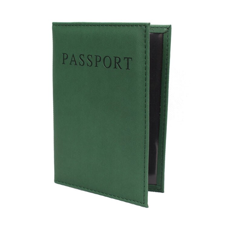 OKOKC English Alphabet Solid Passport Cover PU Passport Package Travel Tickets Passport Holder Travel Accessories: Green