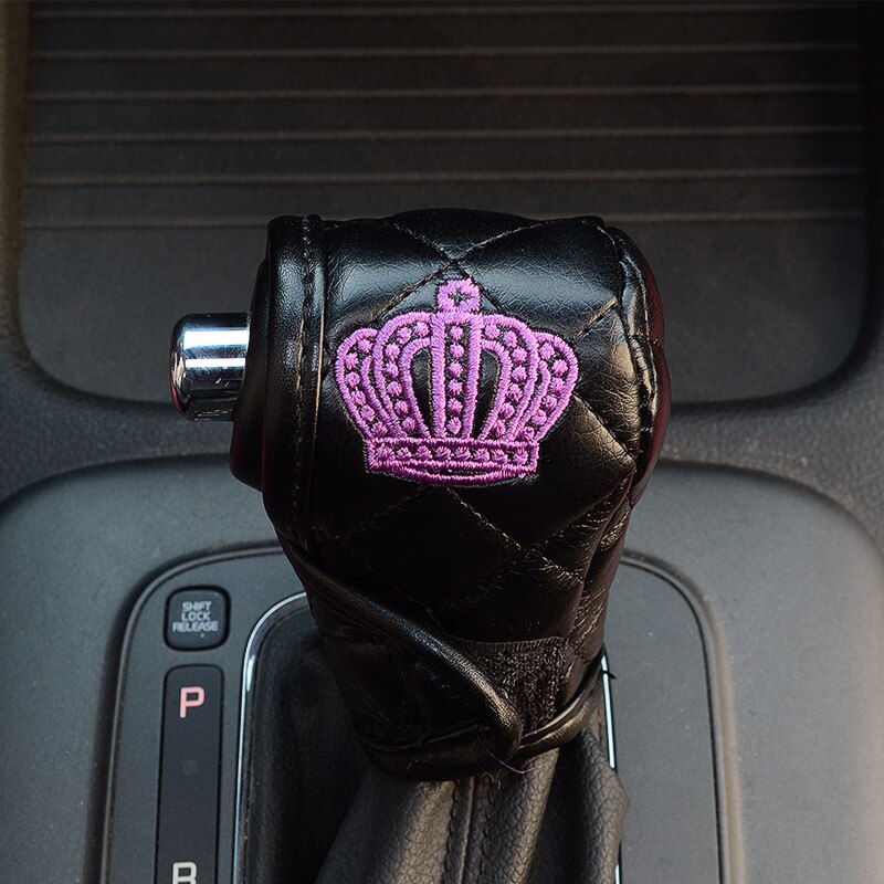Auto Gear Hoofd Pookknop Cover Crown Lederen Interieur Accessoires Handrem Kraag Black Series Universeel Gebruik