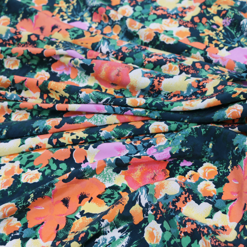 50cm*114cm crepe de chine silke stof trykning stoffer etniske blomster tøj børn