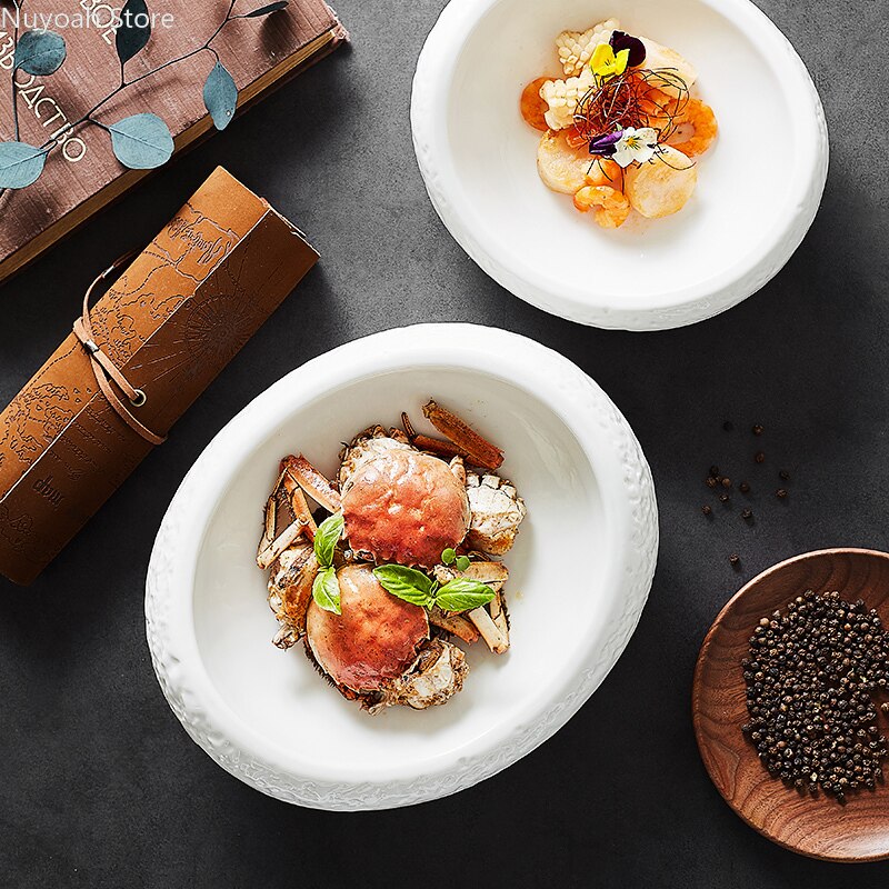 Creatieve Speciale-Vormige Keramische Kom Ovale Koude Gerechten Set Plaat Speciale Servies Hotel Restaurant Decoratie Schieten Props