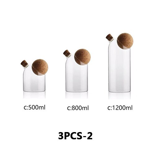 Kaffeböna godis matburk bambu lock glasburk hushållskök förseglad matförvaringsflaska burk spannmål krydda köksförvaringsburk: 3pc-2