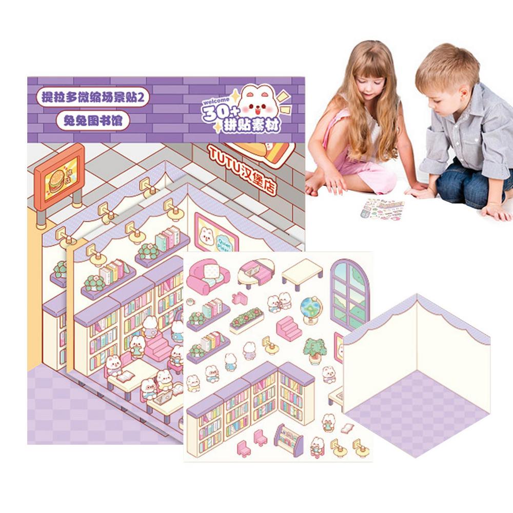 Make Your Own Scene Stickers Funny 3D Effect Sticker Safe Books Decoration Art Craft Supplies Cartoon House Decals Reusable Diar: WHITE