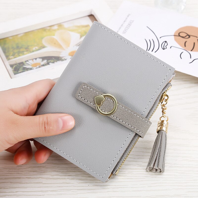 Novo fecho borla pequeno fresco zero carteira multi função bolsa de cartão curto estudante carteira por atacado bolsas crossbody