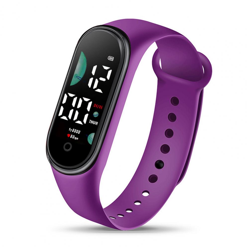 Elektronisk barneklokke sport vanntett armbåndsur stor skriftskjerm led-skjerm lysende automatisk dato full kalender digital klokke: Grå