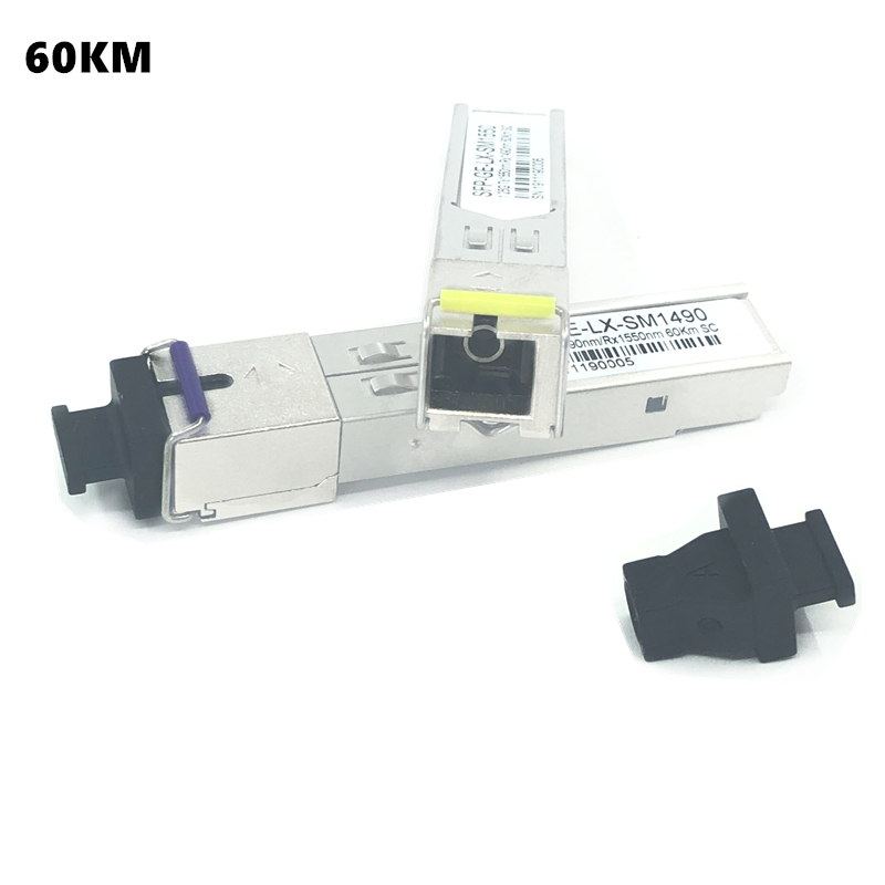 SC SFP Fiber optic module 1.25G SC 20/40/60/80/100KM 1310/1490/1550nm Single Fiber SFP Optical Module Compatible code ONU OLT: 60KM