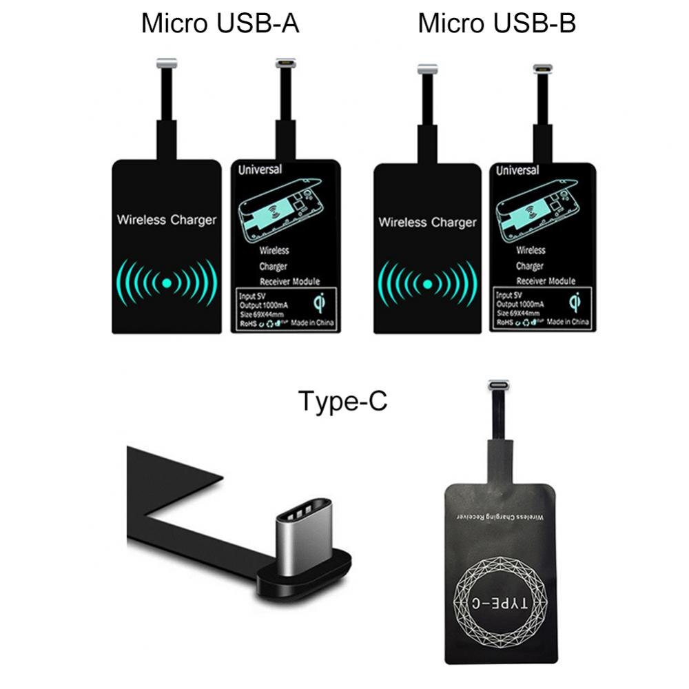 Lekki bezprzewodowy odbiornik ładowania Qi do Samsung Huawei Xiaomi uniwersalny Adapter Micro USB typu C szybka bezprzewodowa ładowarka