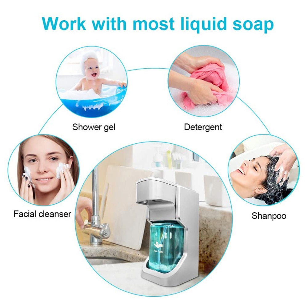 500ml Automatic Foam Soap Dispenser Smart Sensor Foam Liquid Soap Hand Cleaner Automatic Wall Mounting ABS Hand Cleaning
