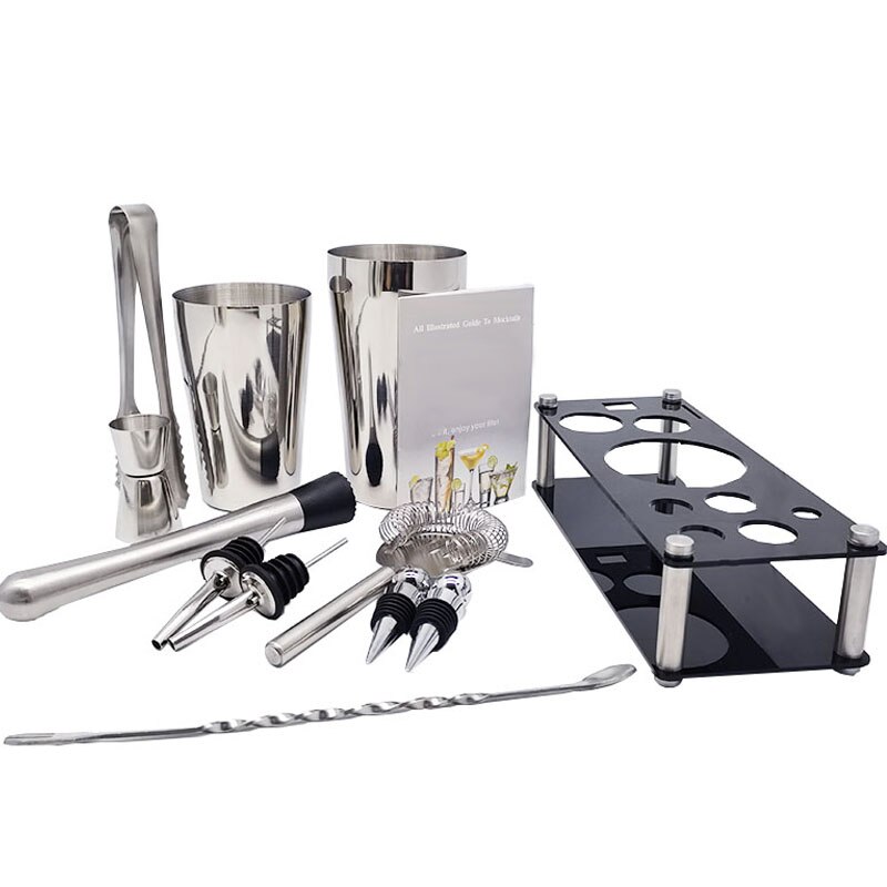 Stainless Steel 550ml/450ml/600ml/750ml Shaker Cup With Measuring Cup Cocktail Shaker Set Cocktail Kit Bar Tools Stand Recipe