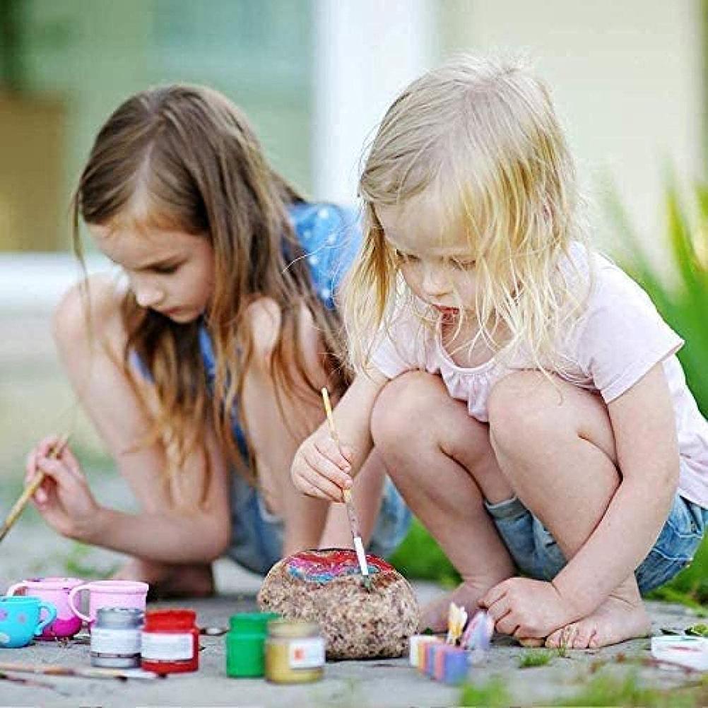 6Pcs Flat Stones Pebbles Drawing Painted Craft Stones Pebbles DIY Painting for Kids Flat Stones Pebbles Decorative gravel