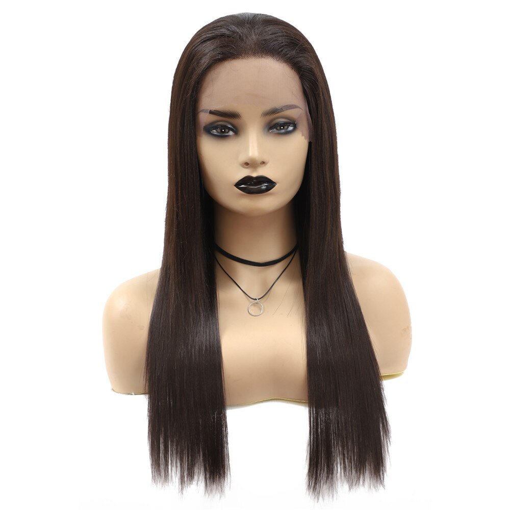 SOKU Ombre Schwarz Braun Spitze Vorne Perücke Synthetische Haar 18/22 Zoll Lange Gerade afro geschichtet Perücken Wärme Beständig Glueless Haar: #4 / 18 zoll