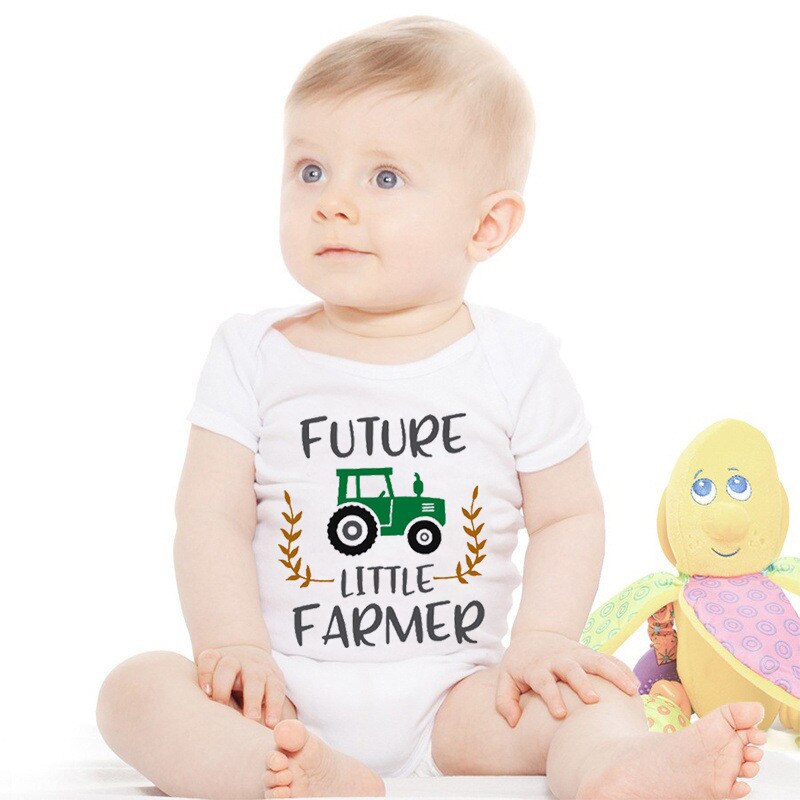 Newborn Baby Clothes Future Little Farmer Cotton Romper Playsuit Sunsuit Outfits Infant Boys Girls Summer Rompers Costume 0-24M