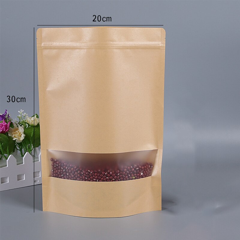 1PC Kraft Paper Round Angle Open Plastic Seal Package Bags Dried Fruit Nuts Retail Food Storage Bags 11 Size: 08