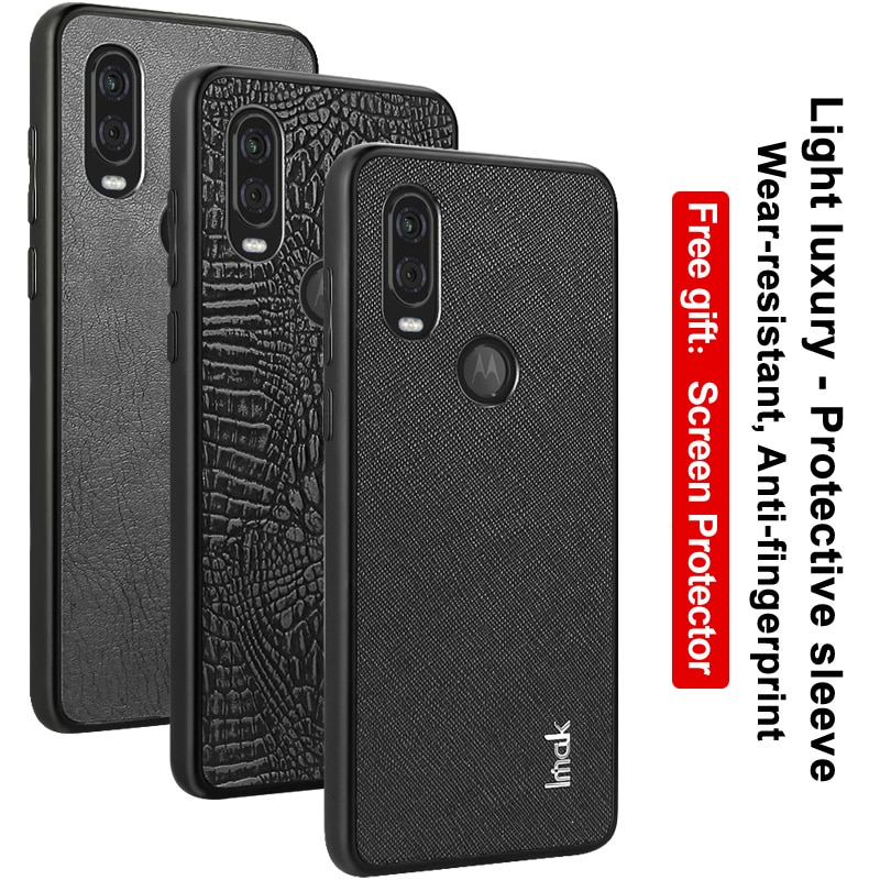 TPU soft frame + PC Harde Bodem + Licht Luxe PU Leather Cases Voor Motorola Moto Een Vision Moto P50 case IMAK LX-5 Back Cover