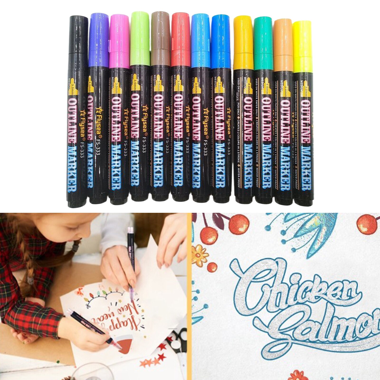 12pcs Acrylic Paint Pens Sets Fine Art Marker Metal Glass Rock Waterproof