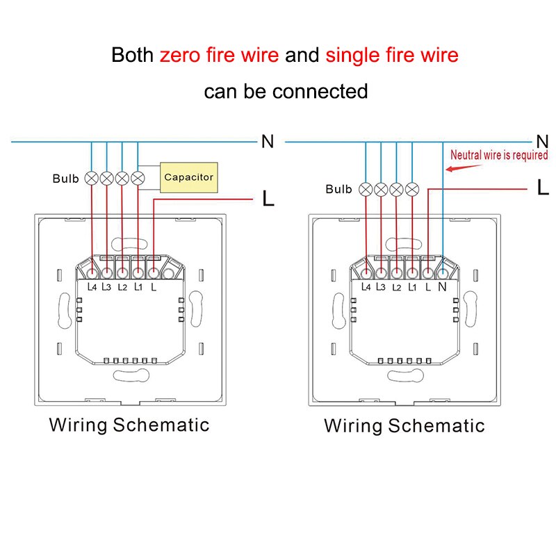 Eu tuya smart hjem ingen nøytral ledning kreves + krever nøytral tilkobling 1/2/3/4 gjeng wifi vegglys berøringsbryter stemmestyring