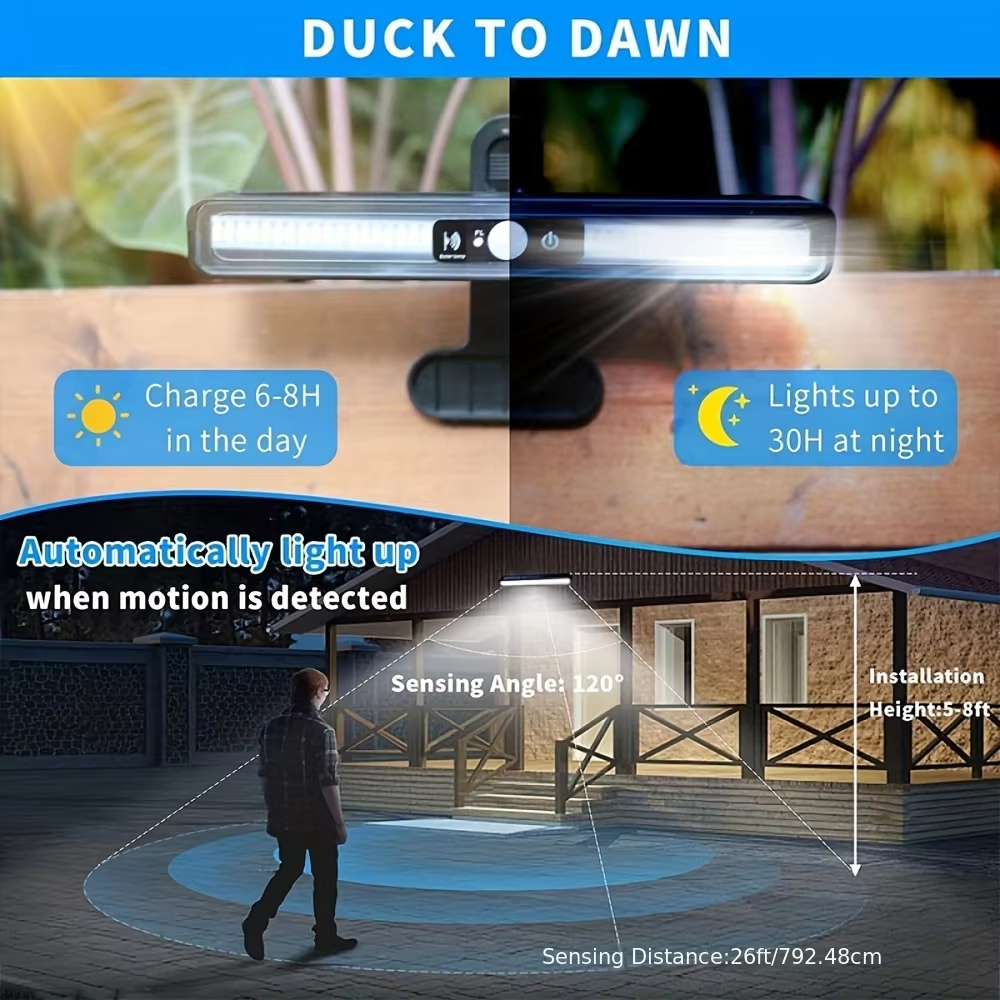 1/2 stuks clip-on bewegingssensorlampen op zonne-energie voor buiten, waterdicht, schuttingverlichting op zonne-energie met 36 led's, draagbare beveiligingslampen op zonne-energie