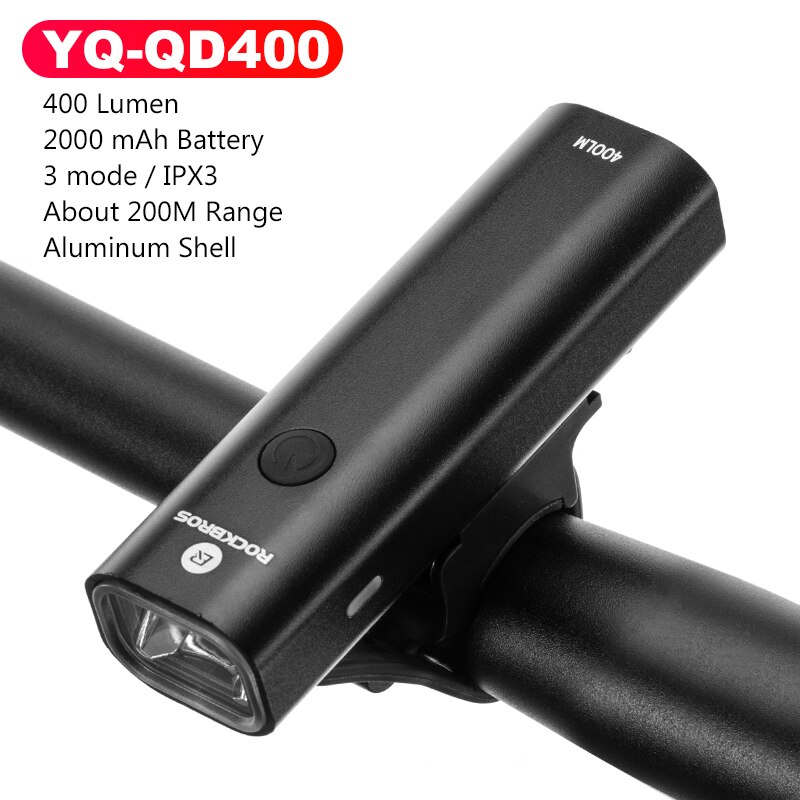 ROCKBROS 400/800 Lumen Bike Front Light Rainproof Bicycle LED Light Flashlight USB Charging MTB Road bike HeadLight Floodlight: YQ-QD-400 Lumen