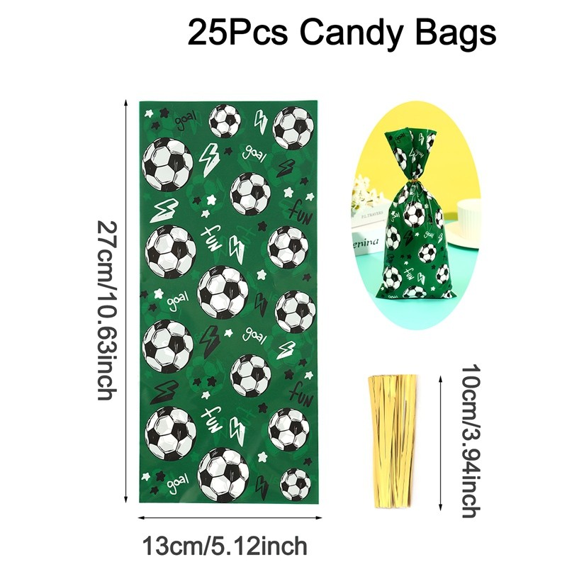 Voetbal Voetbal Verjaardagsfeestje Decoratie Kinderen Voetbal Sport Thema Servies Banner Geschenkzakken Benodigdheden Set Voor Jongen Gunst: Mintgroen