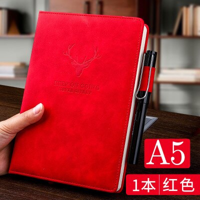 A5 Super Thicken 180sheets Pu Leather Diary Notebook School Office Daily Weekly Planner Agenda Notebook Journal Stationery: Red