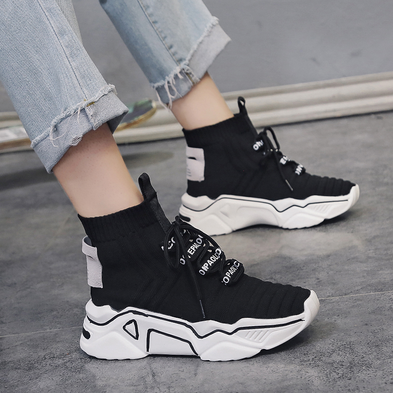 QGK Casual Shoes Women High Top Breathable Sneakers Autumn Summer Mesh Shoes Walking Lightweight Movement Sneakers