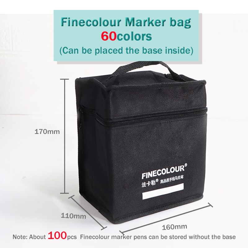 Finecolour Marker Pens Storage Bag &amp; Base 12/24/36 Holes EF100/101/102/103 Zipper Bag Multifunctional Base Penholder Ink Base: Marker-bag-60colors
