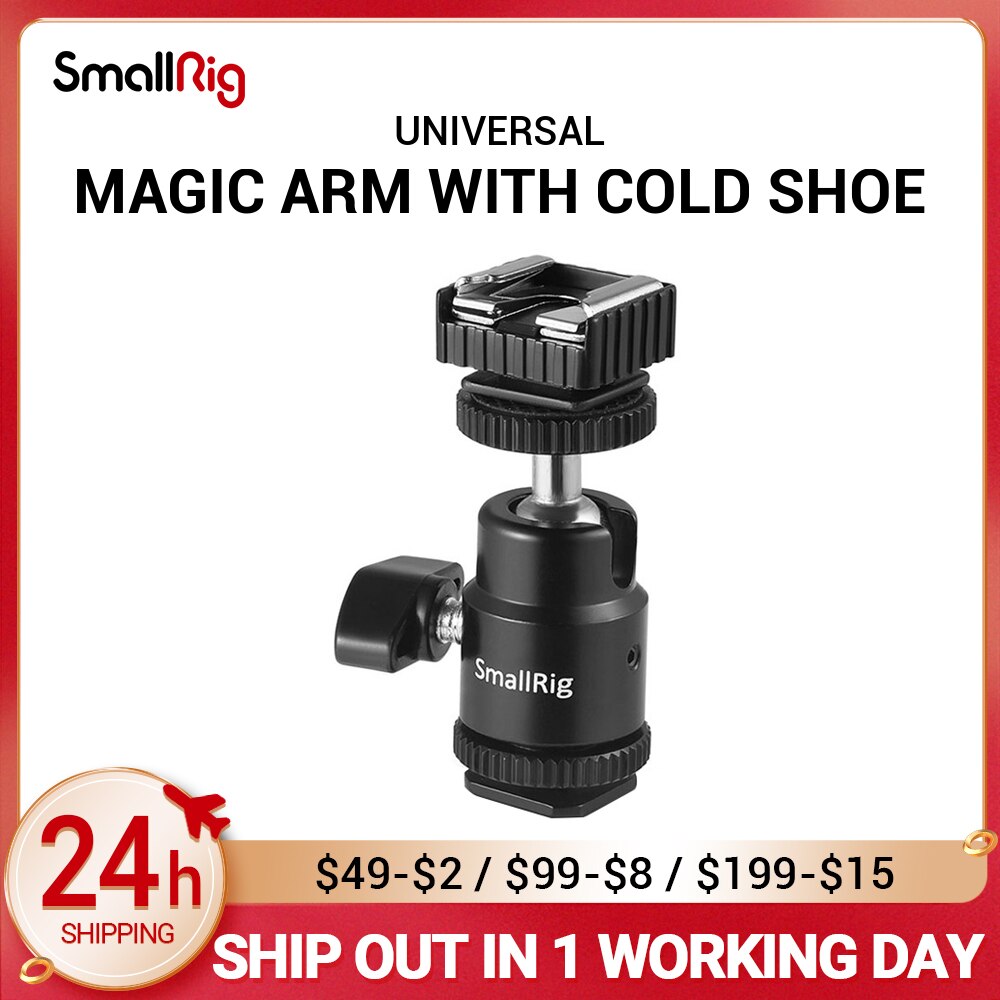 SmallRig – pince à tête sphérique avec adaptateur de montage de chaussure, pour trépied d&#39;appareil photo, lumière LED, support de Flash, dégagement rapide 1639
