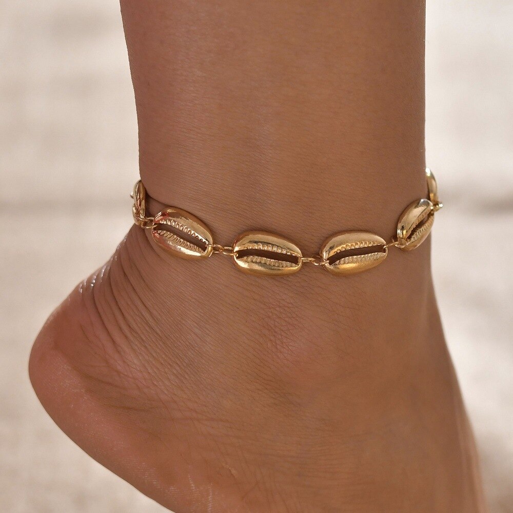 Boho Hülse Schildkröte Handgemachte Fußkettchen für Frauen Blau Seil Kette auf Bein Natürliche Hülse Knöchel Armbinde Fuß Sommer Strand Schmuck