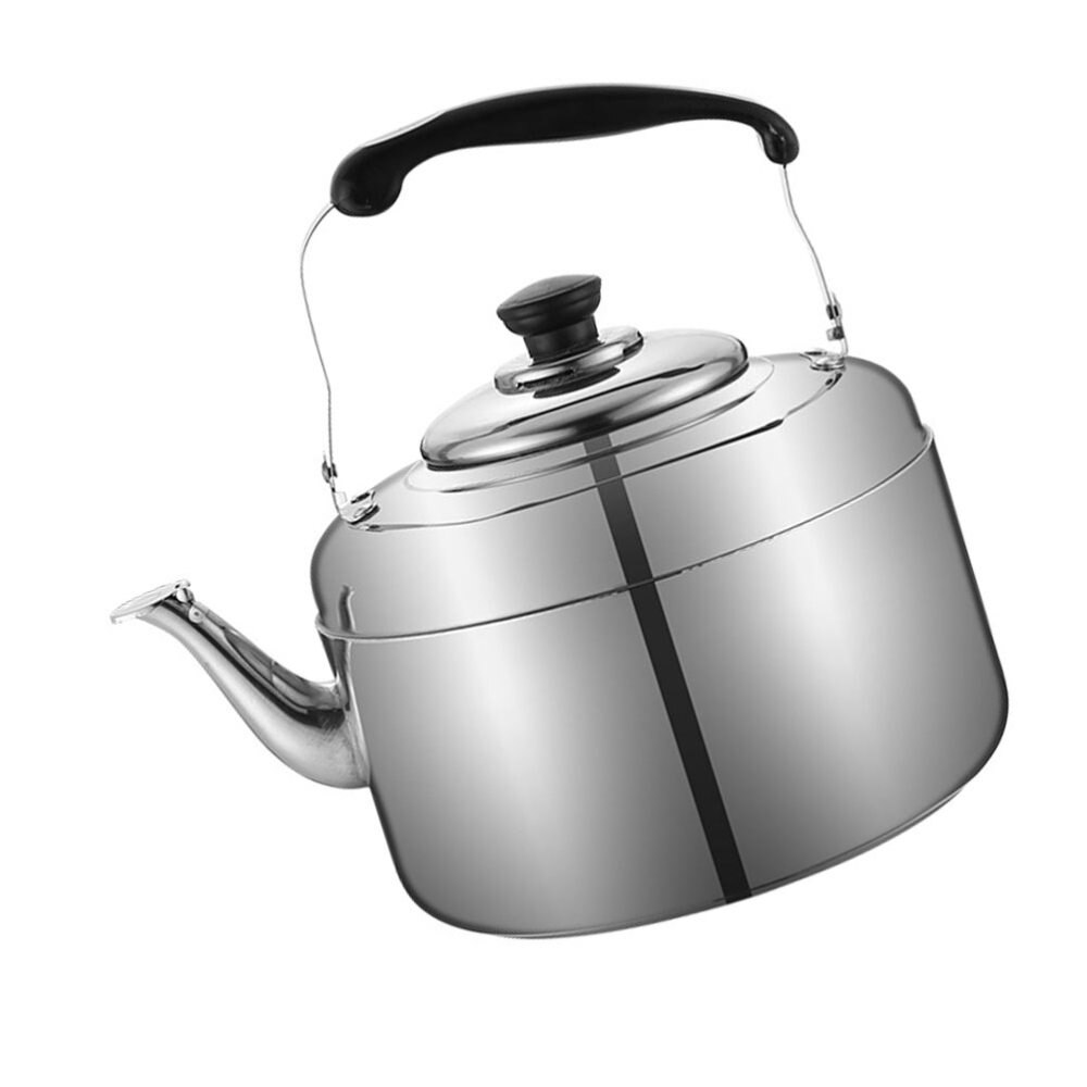 1Pc de acero inoxidable espesar silbato tetera agua tetera hirviendo de plata