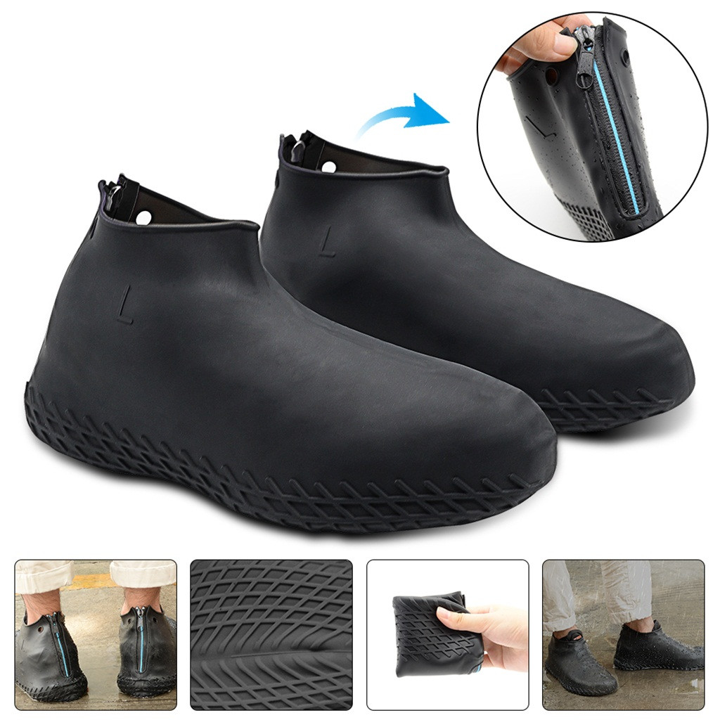 Waterdichte rits Siliconen antislip schoen Cover Outdoor Regendicht Wandelen Skid-proof slijtvaste Schoen Covers outdoor draagbare