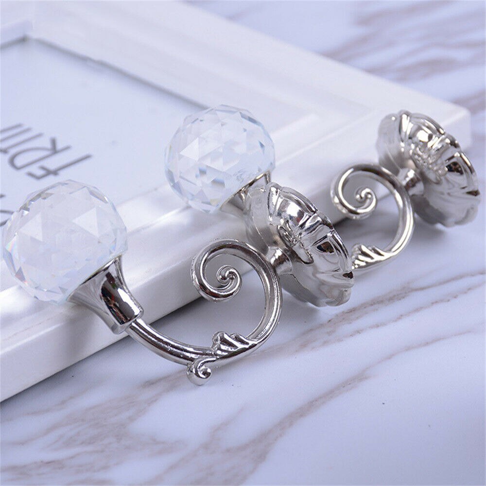 Vacclo 1 pair Vintage Crystal Curtain Hook Home Wall Tie Hold Backs Hooks Hanger Home Decoration Delicate Holder for Towel Hats: Sliver