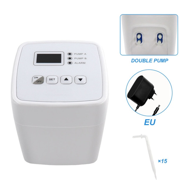Automatic Watering System DIY Micro Drip Irrigation Kit Houseplants Cultivation Device with Digital Interval Programmable Timer: European plug-M