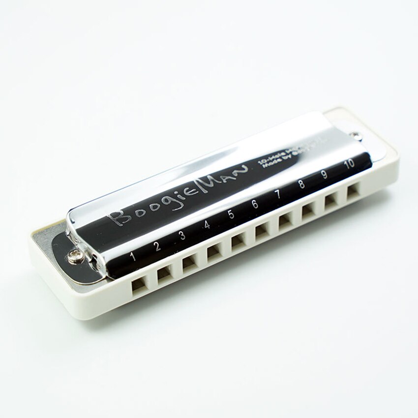 BoogieMan bianco 10 fori arpa Blues armonica diatonica # F/G/Ab/A/Bb/B/C/Db/D/Eb strumento musicale per organo A bocca chiave per principianti