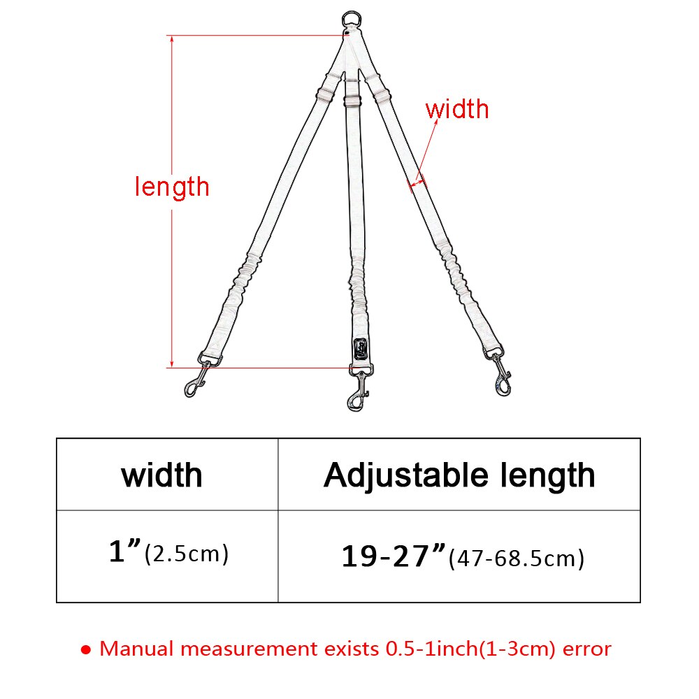 Bungee 3 Manier Hondenlijn Coupler Geen Wirwar Nylon Verstelbare wandelen Strap Meerdere Huisdier Drie Honden Leads Zwart Kleine Grote honden