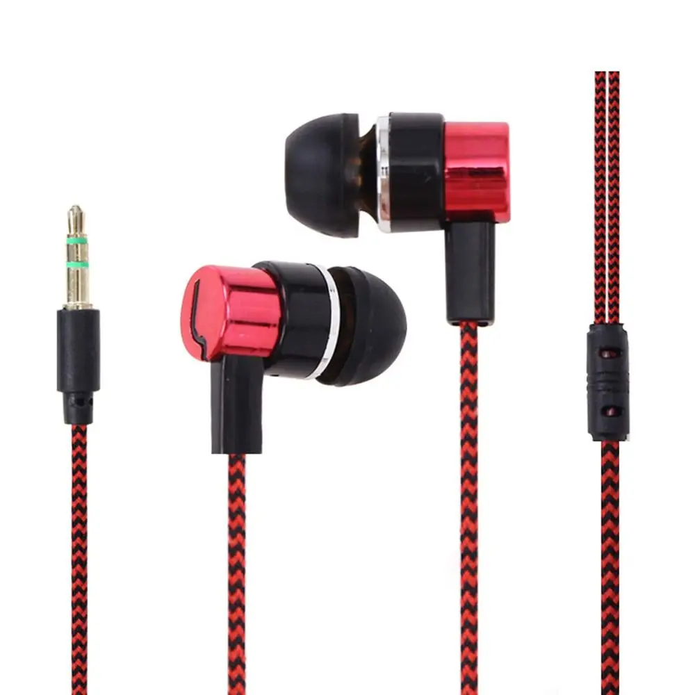 Cable Headset Stereo In-Ear Earphone Bass Earpiece 3.5mm Earbuds Nylon Weave Portable HiFi Headphone Mobile Phone Computer MP3: Red