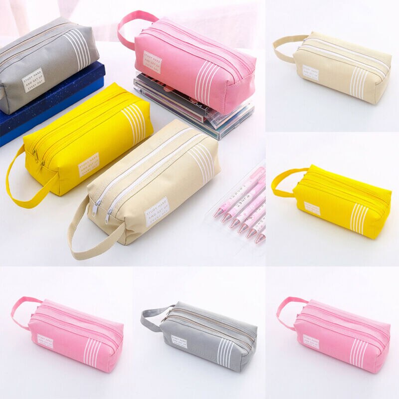 Schüler Kuli Bleistift Fall doppelt Schicht Reisen Bürste Halter Tasche Kosmetik bilden Tasche