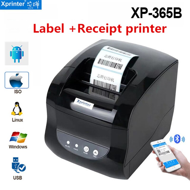 Xprinter Label Barcode Printer Thermal Receipt Printer Bar Code Printer 20mm-80mm XP-365B Price Sticker Printer Barcode Maker