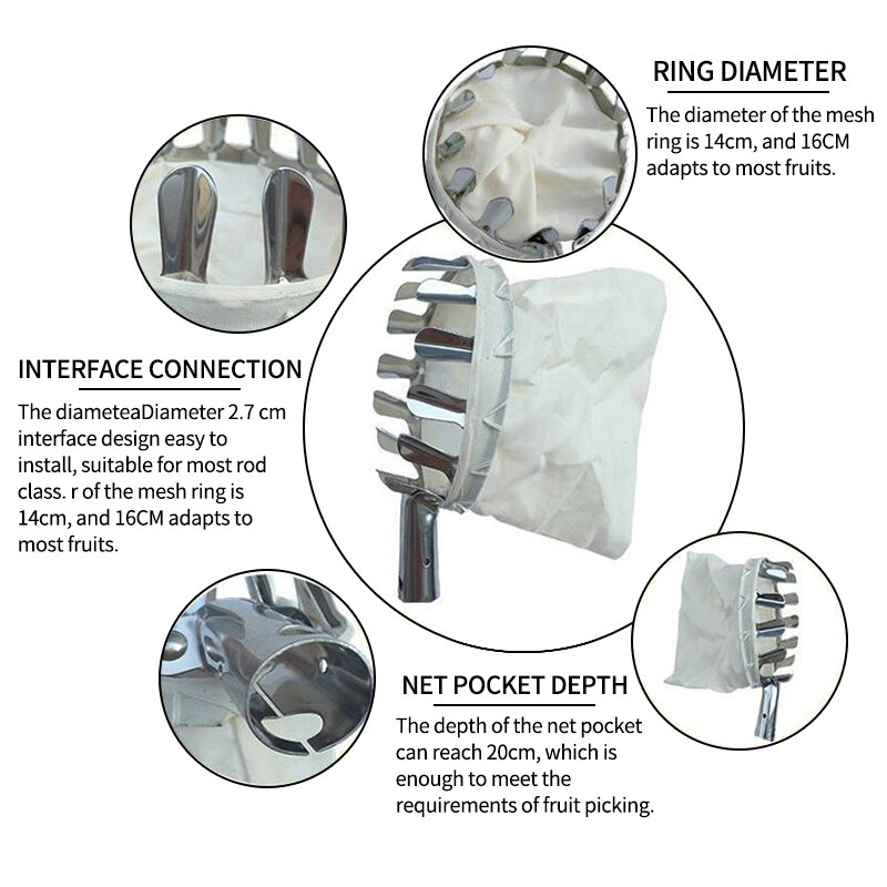 Fruit Picker Head Basket Portable Fruits Catcher for Harvest Picking Citrus Pear Gardening Picking Tool