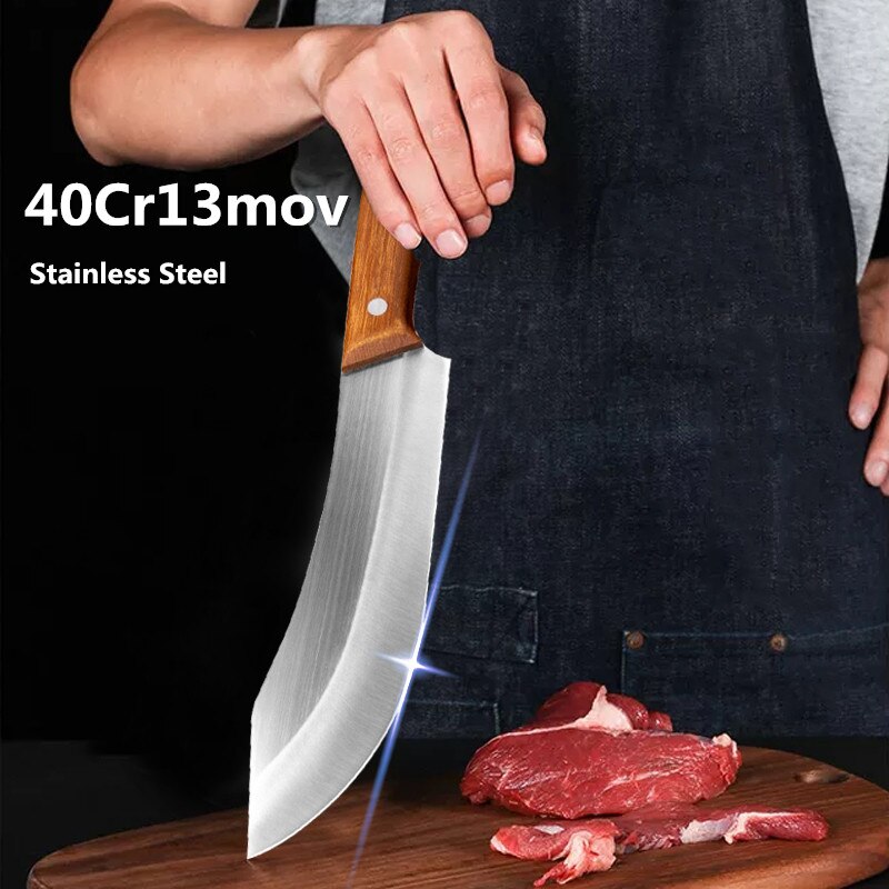 Handmade Kitchen Knife Stainless Steel Butcher Knife Sharp Meat Cleaver Slicing Chopping Chef Knife