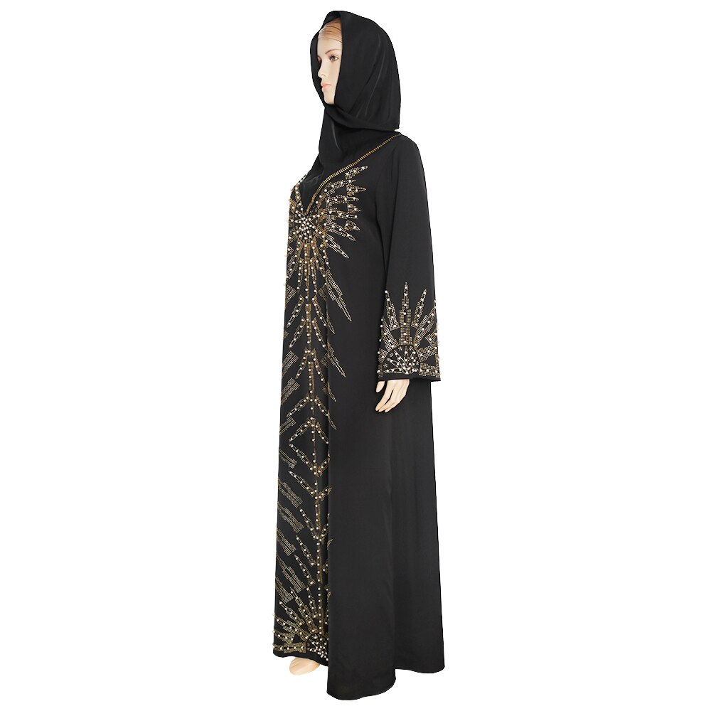 Abaya dubai tyrkiet muslimsk hijab kjole kaftan kjole diamanter afrikansk boubou festkjole islamisk tøj