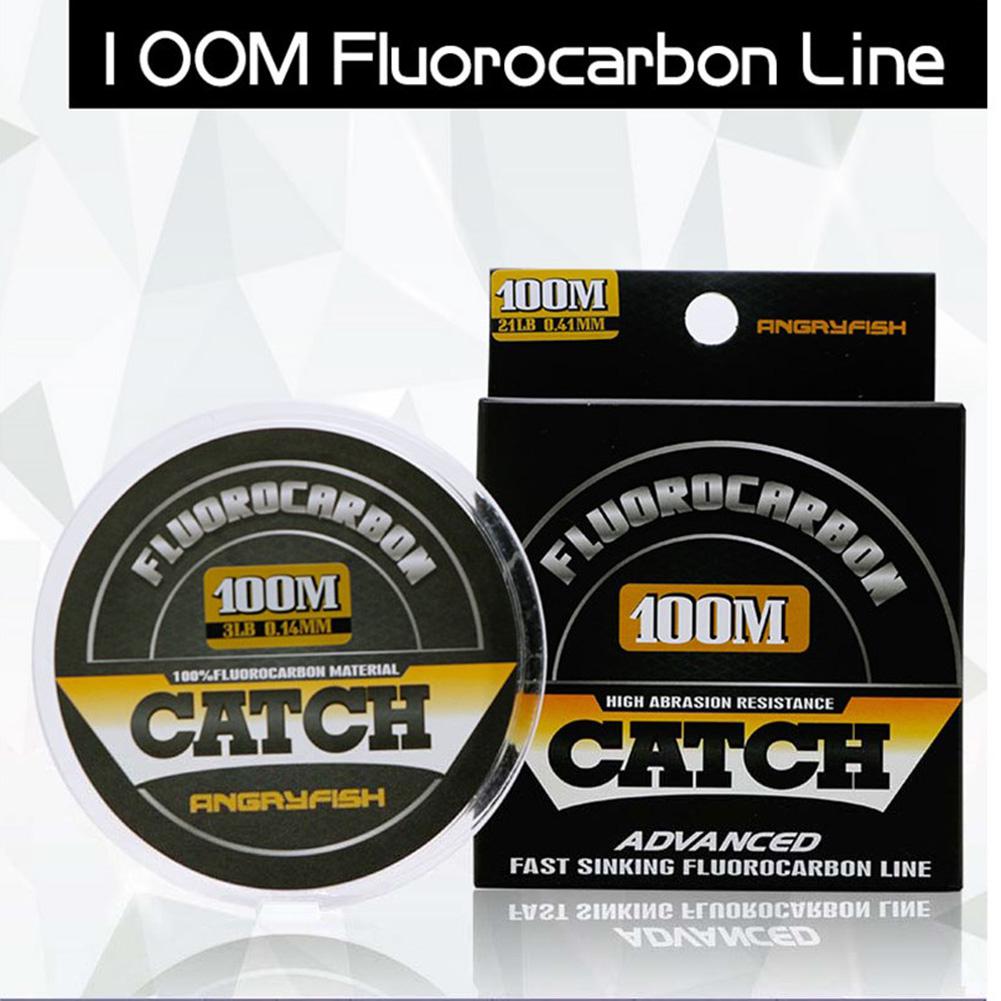 Angryfish 100％ Fluorocarbon Fishing Line 100m Transparent Carbon Monofilament Line Super Strong Fishing Line