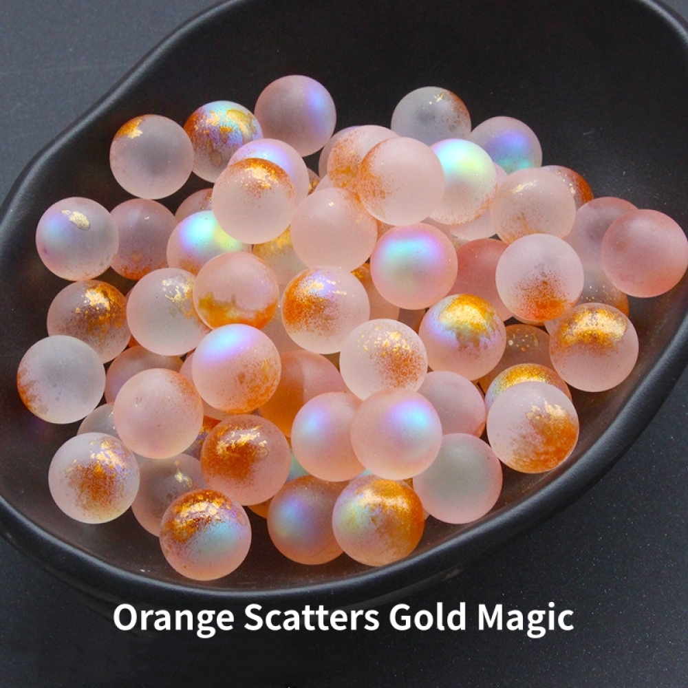 10pcs Glass Marbles With Starry Speckles, Fun Marble Games Accessories, Decoration For Aquarium, Yard, Bonsai, Pathway: Orange