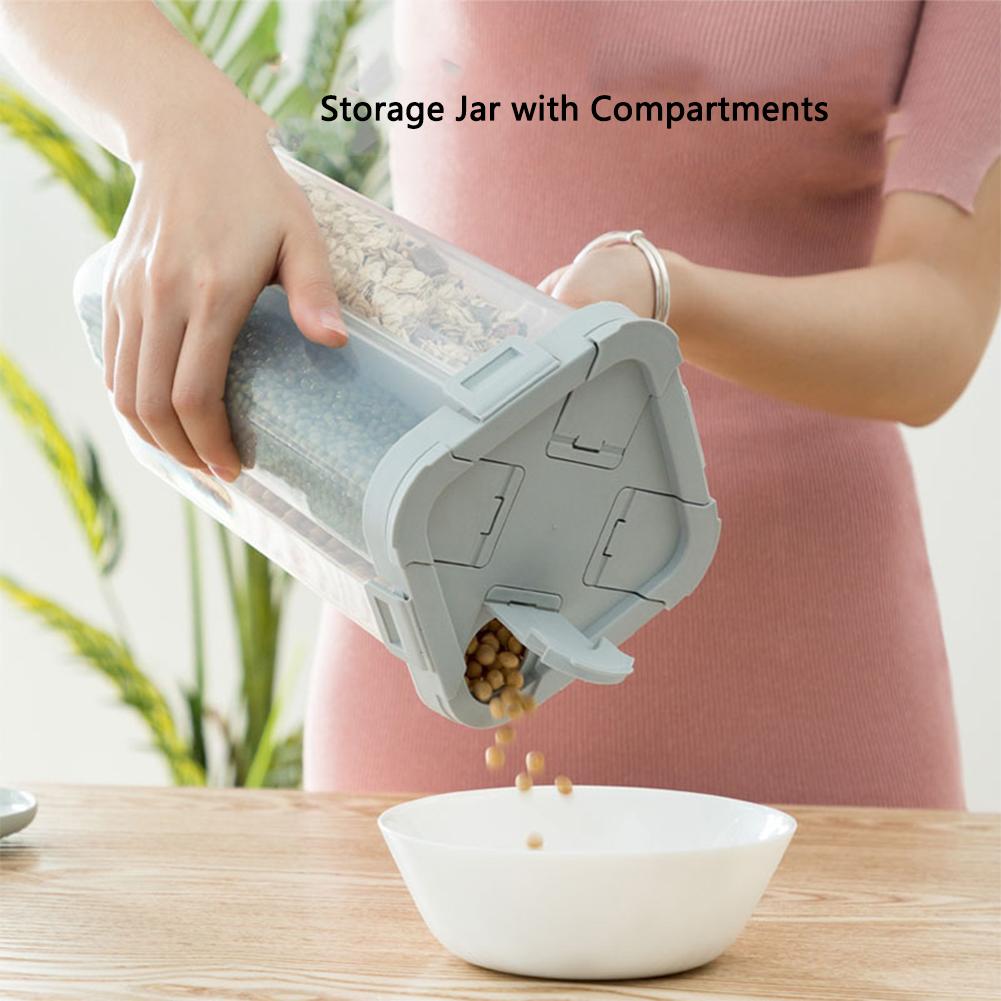Food Storage Box Cereal Sealed Box Snacks Jar Refrigerator Food Crisper Kitchen Accessories Organizer Home 4 Grid Compartment