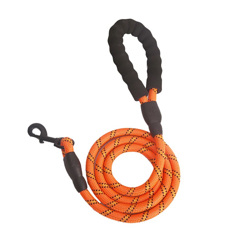 Hundesnor 1.5m store hunde reflekterende reb gå stort hundehalsbånd styrke trækkraftsele rundt nylon medium hundeblybælte: Orange