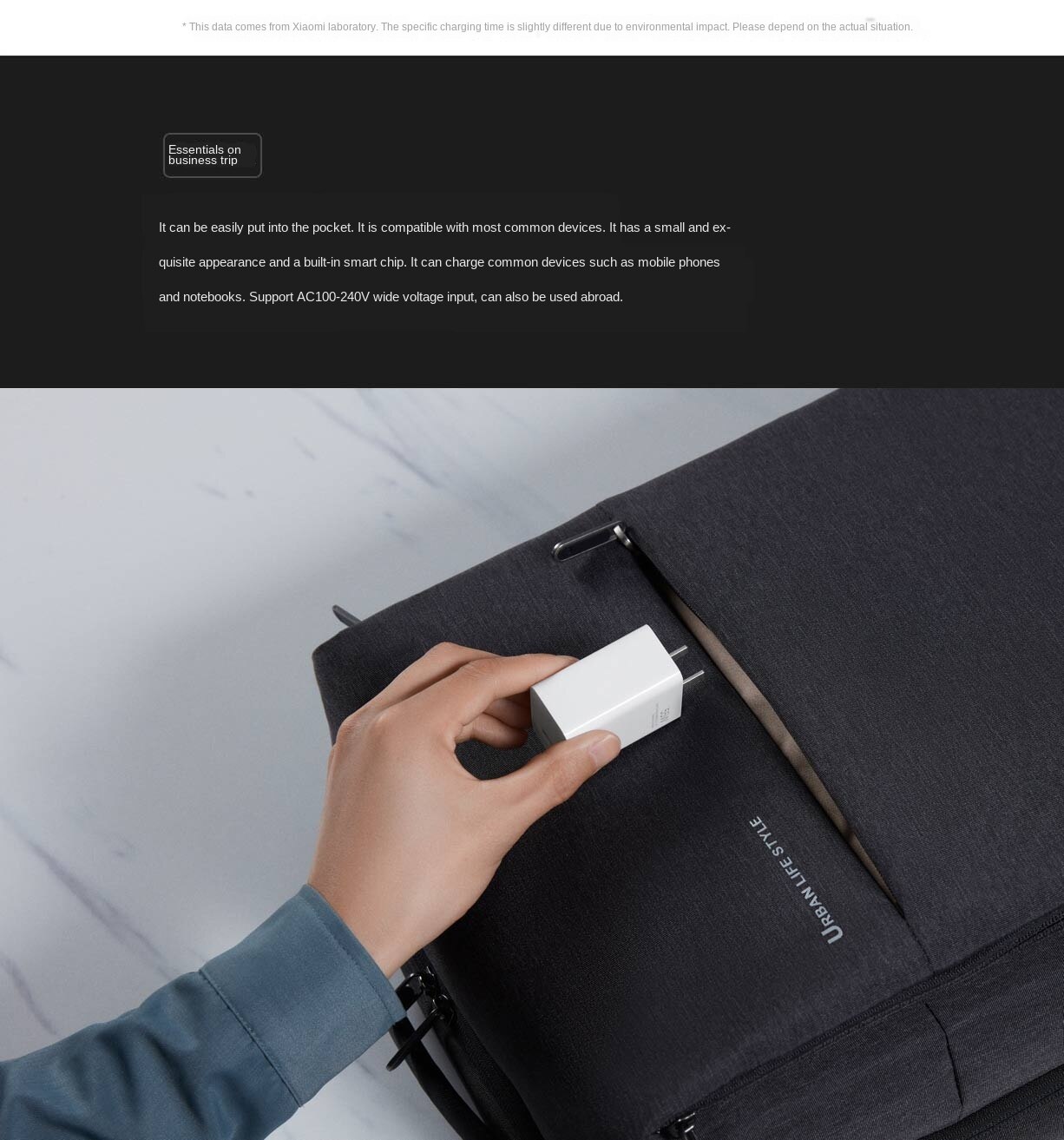 Original xiaomi gan charger 55w max schnelllade-ladegerät für mobiltelefone und laptops mit usb-c-kabel, leicht und tragbar